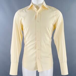 DSQUARED2 Size 38 Yellow Cotton Curved Cutaway Long Sleeve Shirt